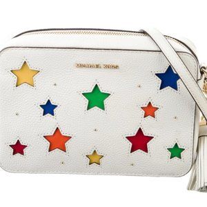 Michael Kors White Rainbow Star Cut Out Ginny Camera Crossbody Handbag